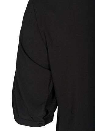 Viskose bluse med v-hals og blonder, Black, Packshot image number 3