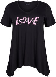 Bomulds t-shirt med korte ærmer, Black LOVE