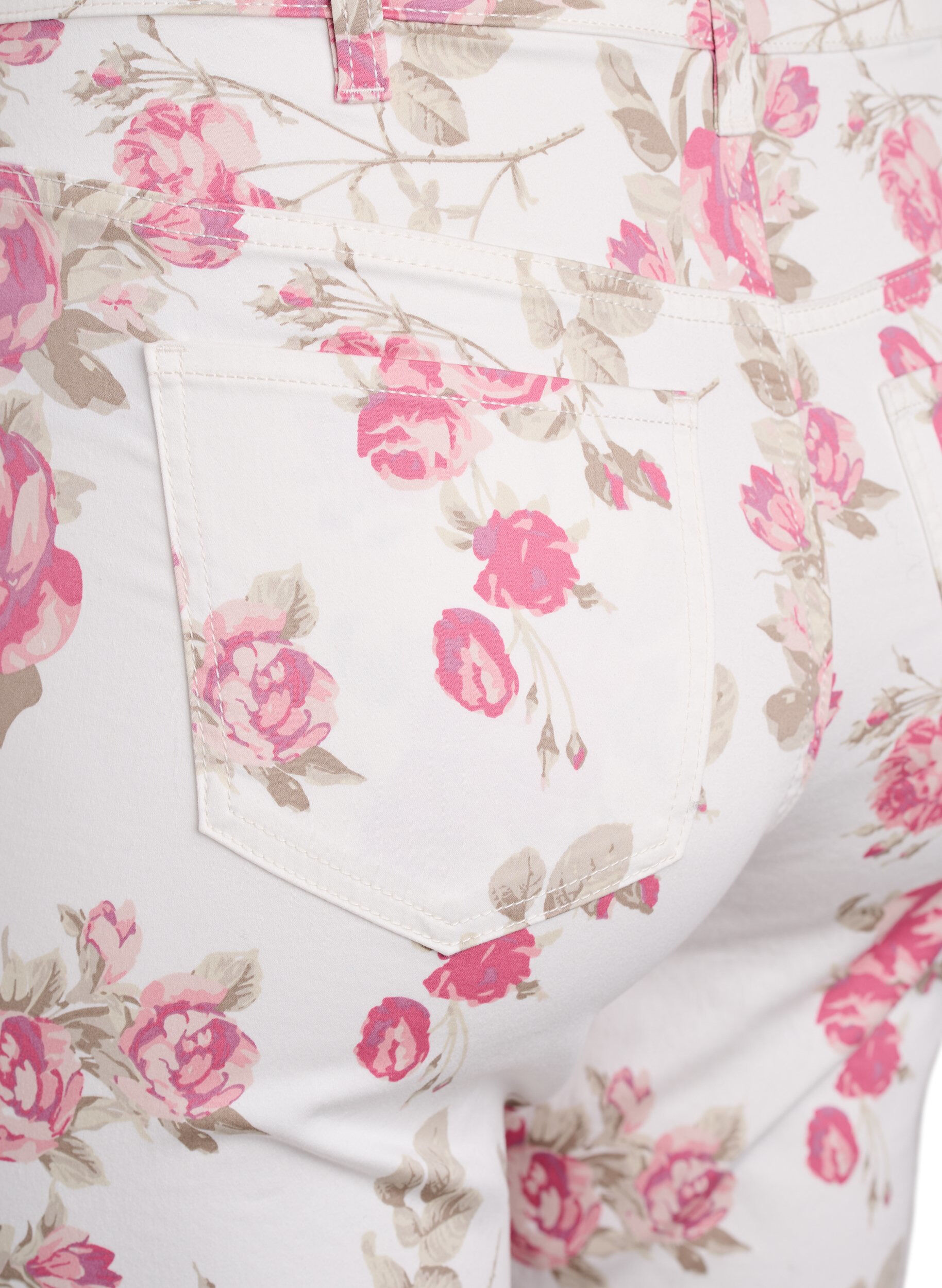 Zizzi Super slim Amy jeans med blomsterprint, Vanilla, Packshot image number 3
