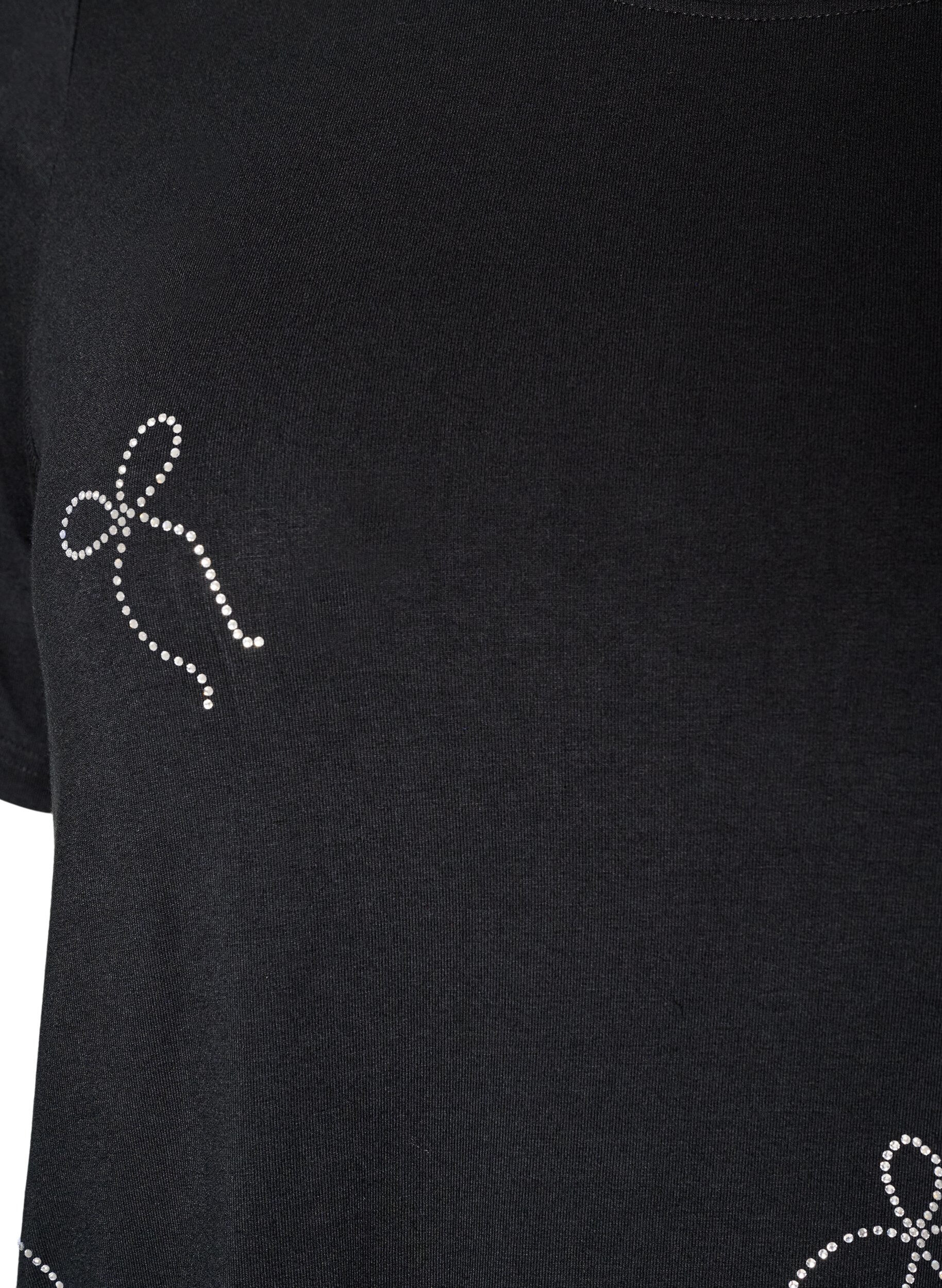 ZizziT-shirt i viskose med rhinsten, Sort, Packshot image number 2
