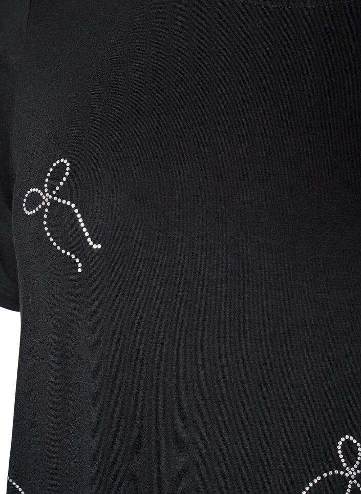 T-shirt i viskose med rhinsten, Sort, Packshot image number 2