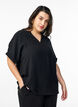 L&oslash;s bluse med korte &aelig;rmer, Sort, Model image number 0