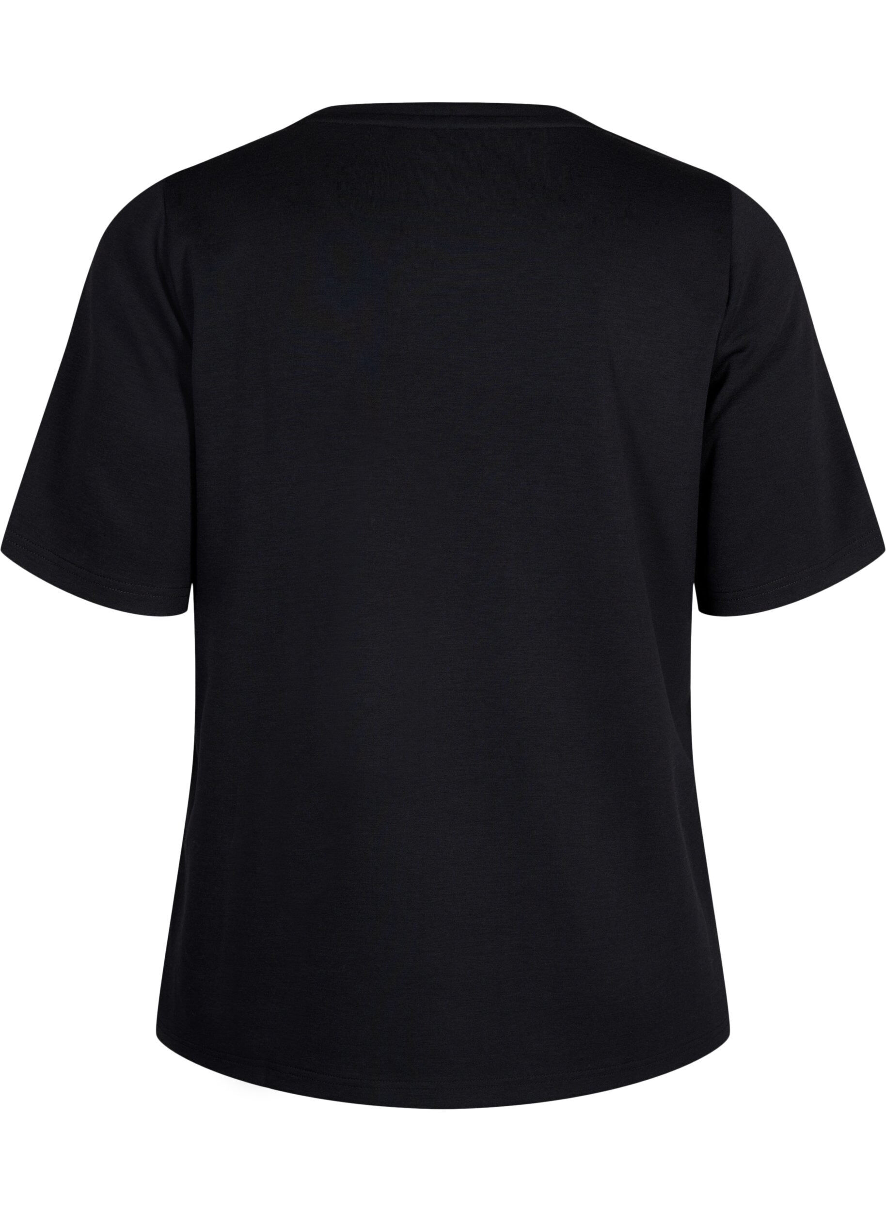ZizziT-shirt i modalmix, Sort, Packshot image number 1