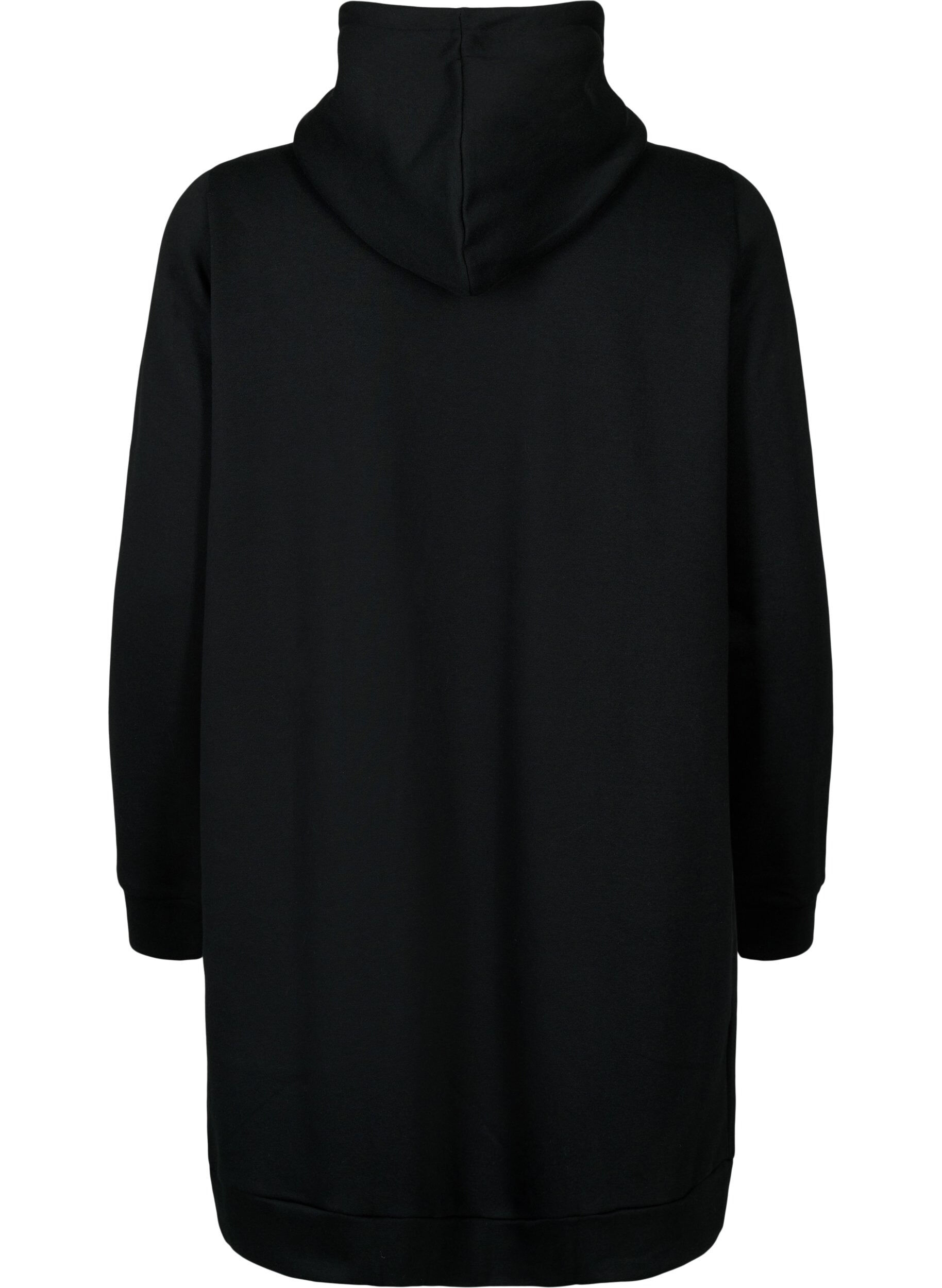 Zizzi Sporty sweatkjole med h&aelig;tte, Black/Grey, Packshot image number 1