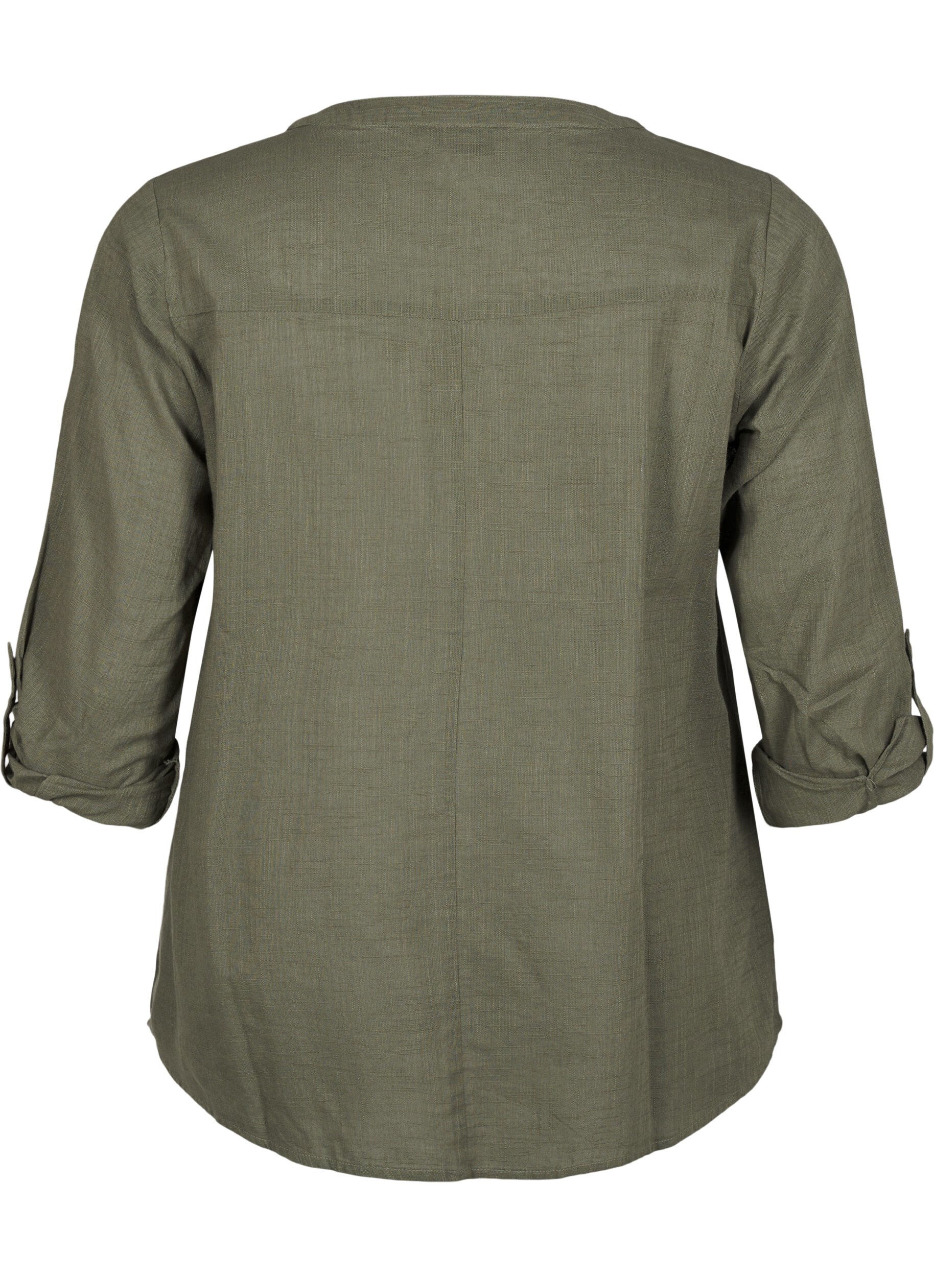 ZizziSkjortebluse i bomuld med v-udsk&aelig;ring, Gr&oslash;n, Packshot image number 1
