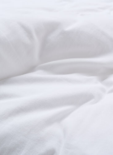 Ensfarvet sengesæt i bomuld, White Alyssum, Packshot image number 3