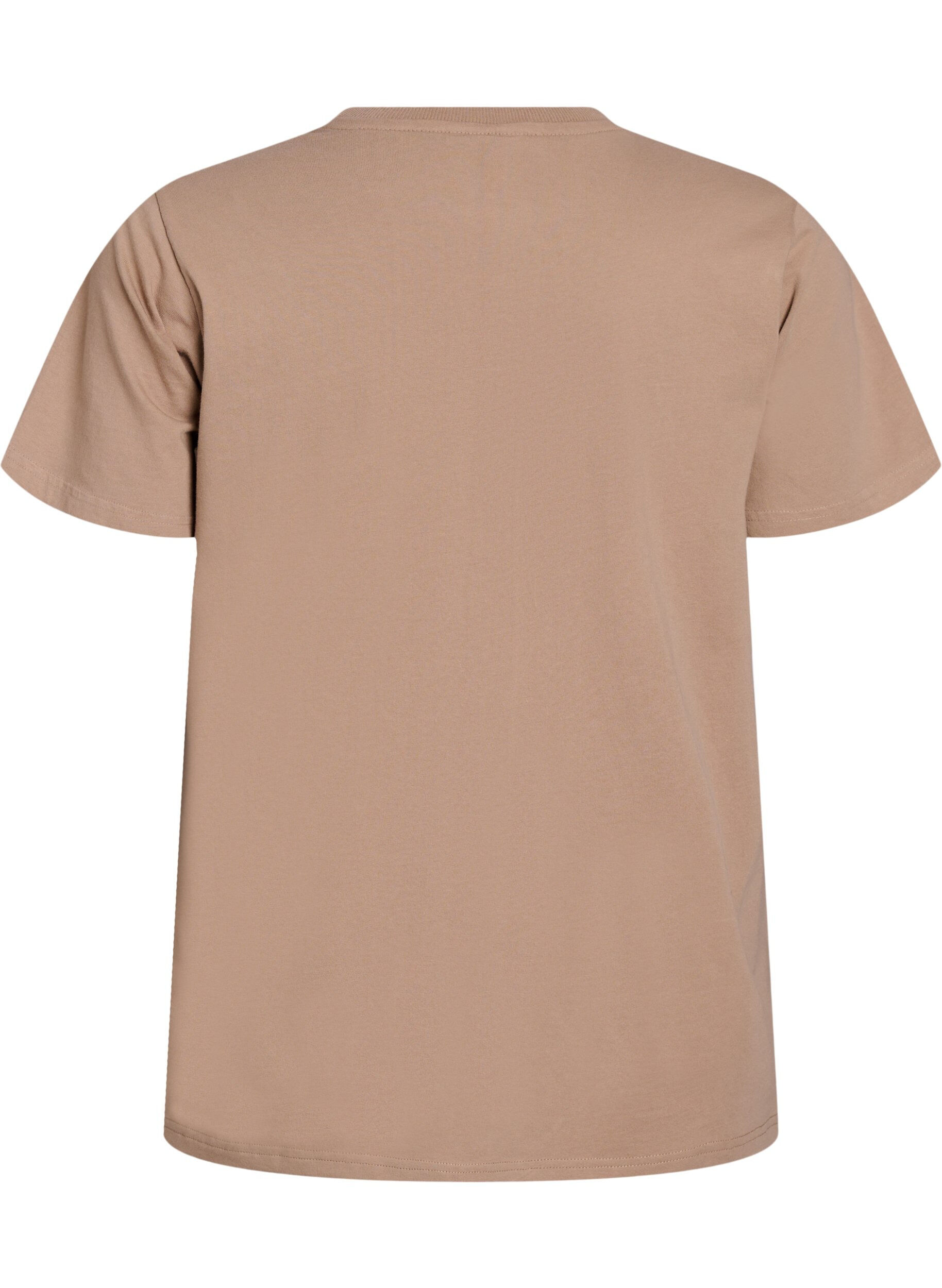 Zizzi T-shirt i &oslash;kologisk bomuld med statement print, Beige, Packshot image number 1