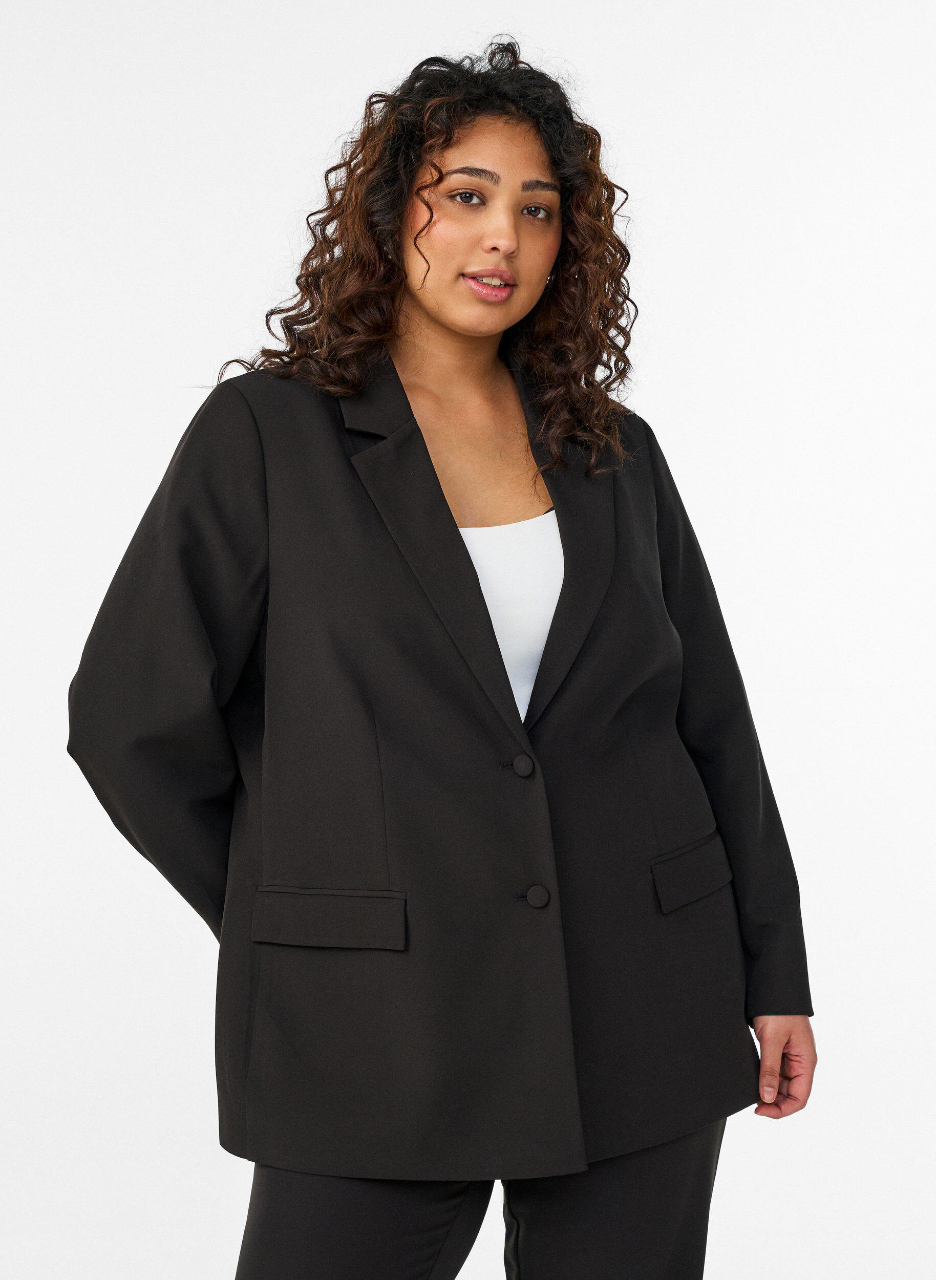 Klassisk blazer med knaplukning, Sort, Model