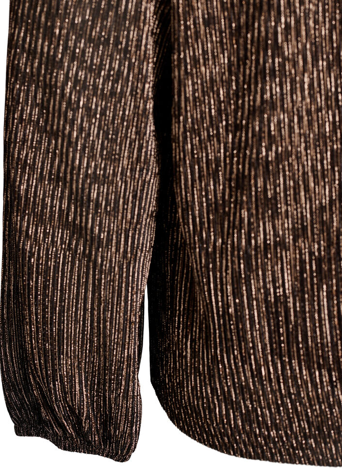 Festbluse med glitterstriber og lange ærmer, Sort, Packshot image number 3