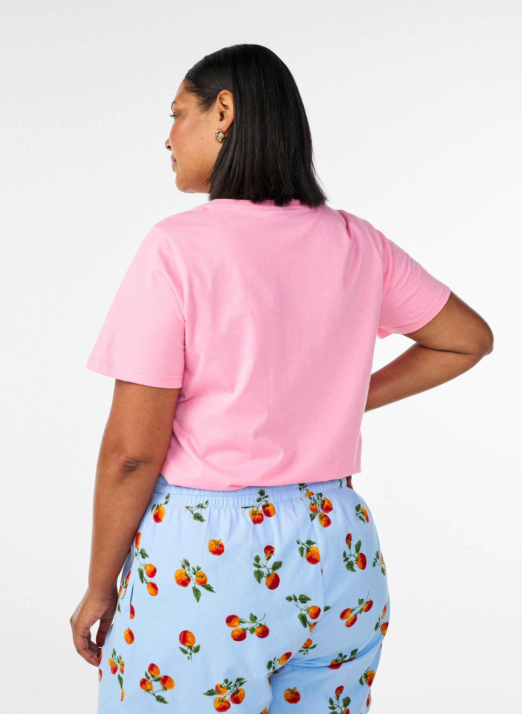 ZizziT-shirt i &oslash;kologisk bomuld med tomatprint, Lyser&oslash;d, Model image number 2