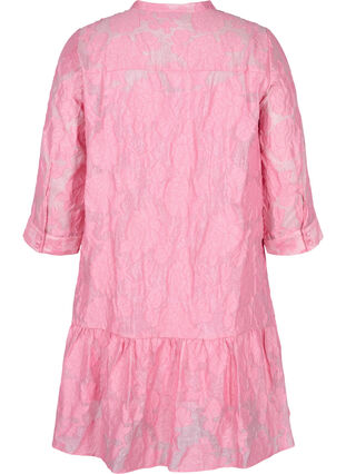 Jacquard kjole med flæser og a-shape, Cashmere Rose, Packshot image number 1