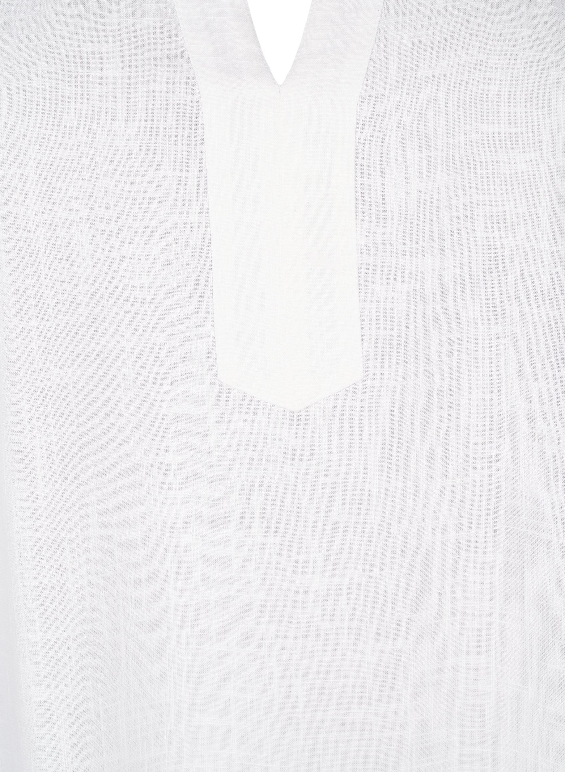 Zizzi Tunika i bomuld med V-udsk&aelig;ring, Hvid, Packshot image number 2