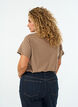 T-shirt i bomuld med frontprint og V-hals, Brun, Model image number 2