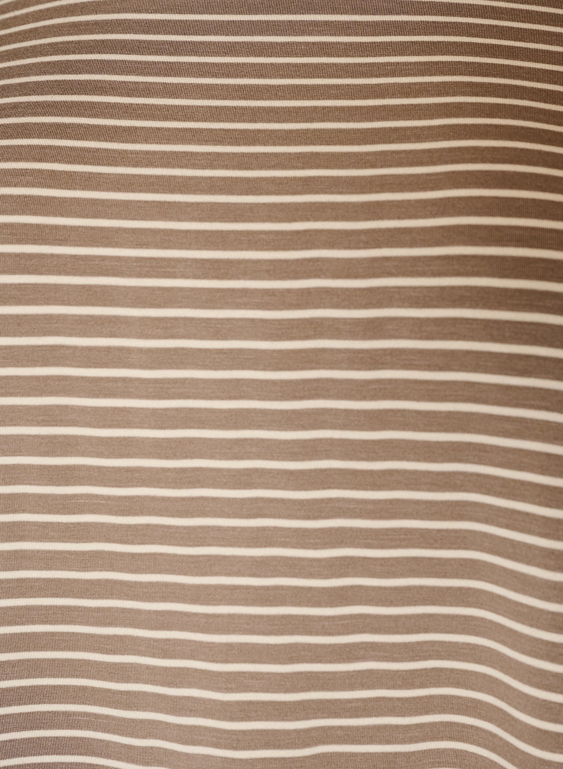 ZizziStribet T-shirt i viskose med rund hals, Beige, Packshot image number 2