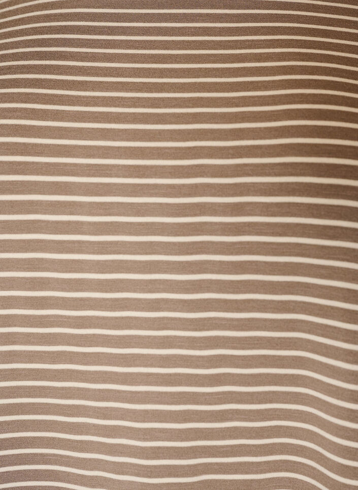 Stribet T-shirt i viskose med rund hals, Beige, Packshot image number 2