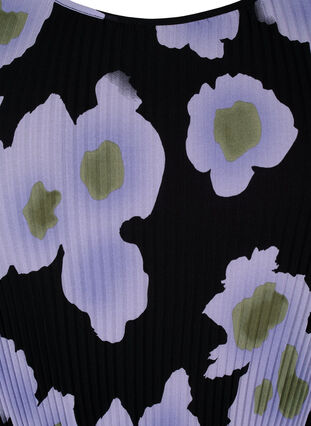 Printet plissékjole med bindebånd, Black w. Floral, Packshot image number 2