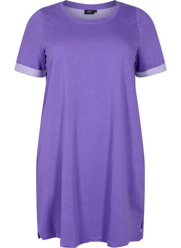 Sweatkjole med korte ærmer og slids, Ultra Violet, Packshot image number 0