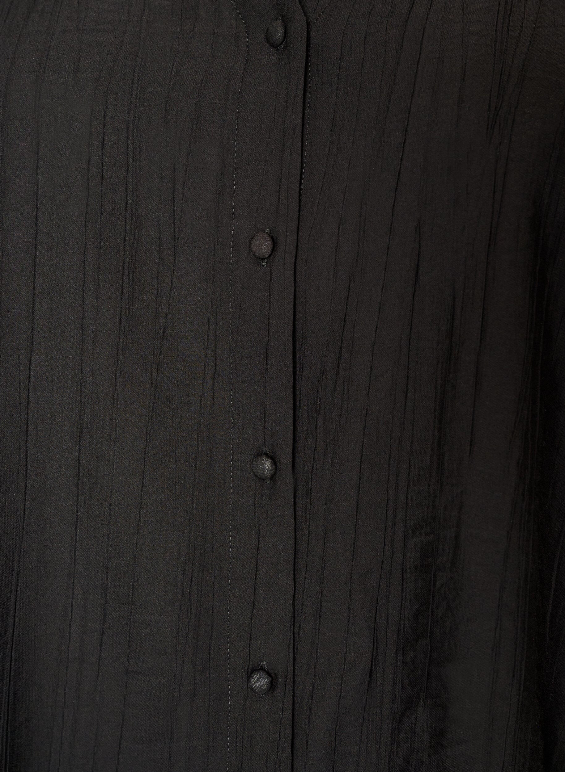 ZizziViskosebluse med knapper og struktur, Sort, Packshot image number 2