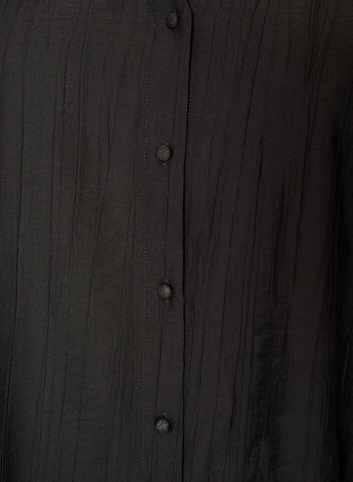 Viskosebluse med knapper og struktur, Sort, Packshot image number 2