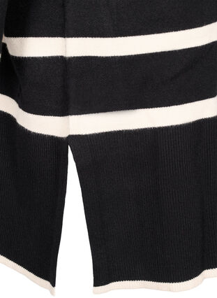Stribet strikkjole med høj krave og lynlås, Black w. Birch, Packshot image number 3