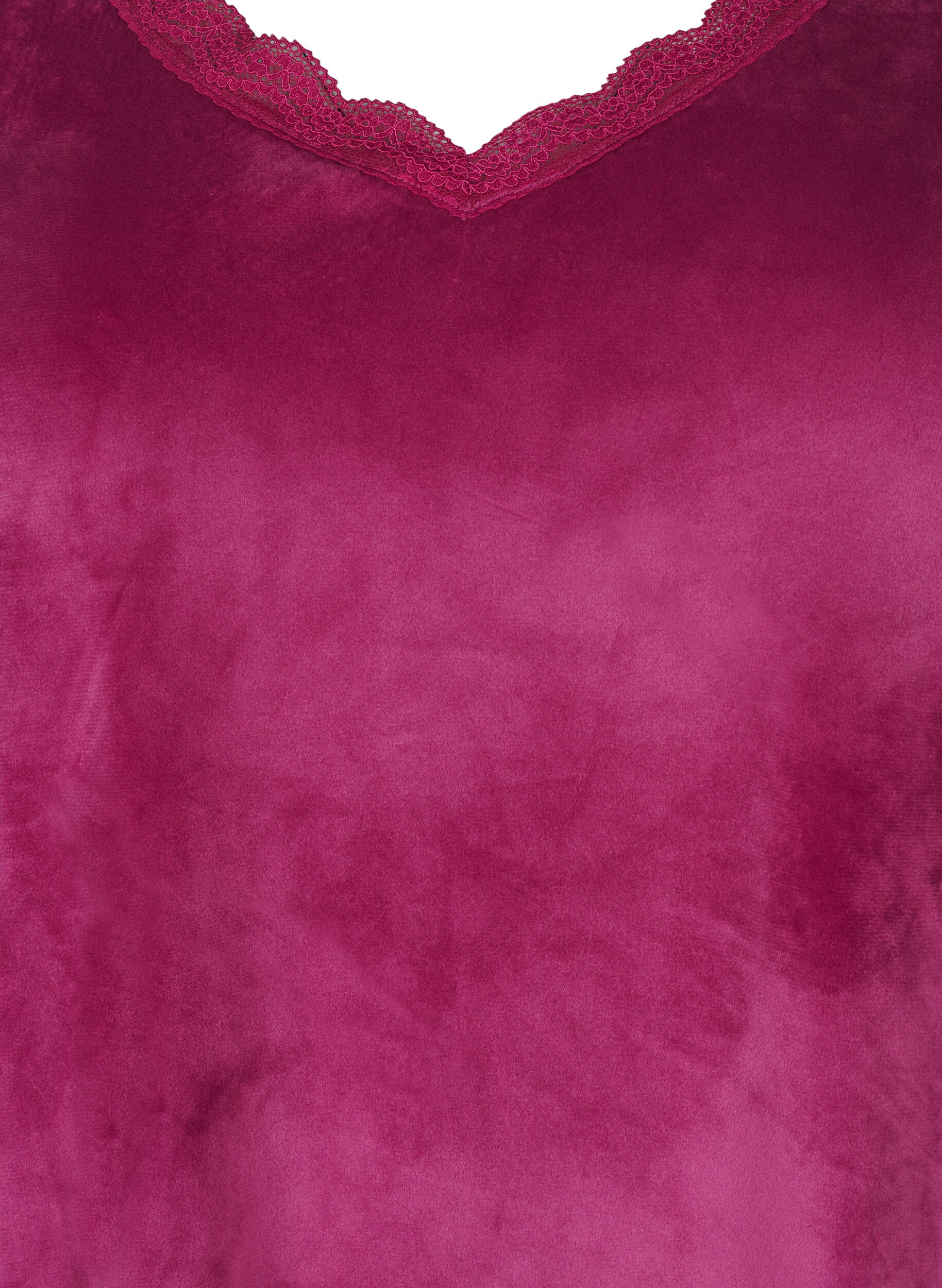 Zizzi Velour bluse med v-udsk&aelig;ring, Boysenberry, Packshot image number 2