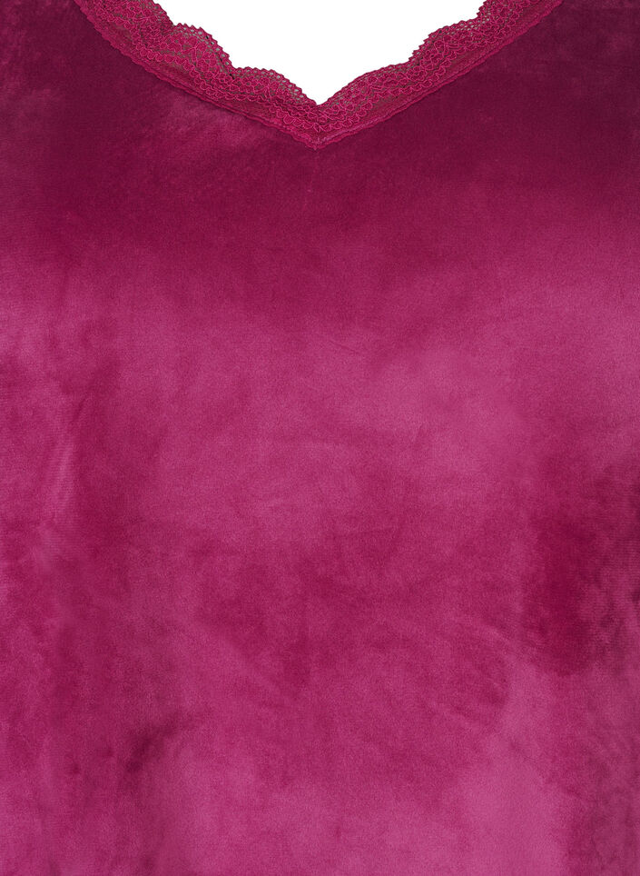 Velour bluse med v-udskæring, Boysenberry, Packshot image number 2