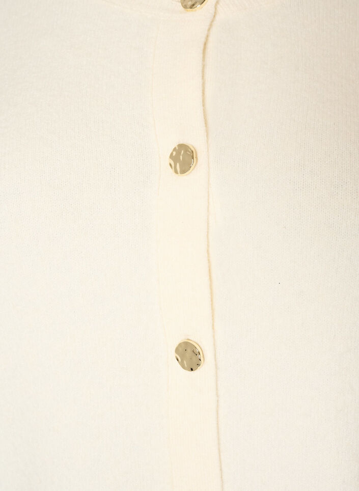Cardigan i bl&oslash;d strik med guldfarvede knapper, Vanilla, Packshot image number 2