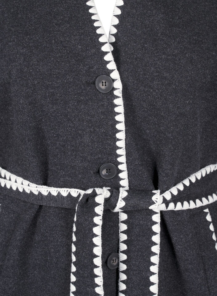 Let frakke med kontrastfarvede kanter, Dark Grey Melange, Packshot image number 2