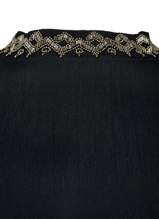 Langærmet viskose bluse med perler, Black, Packshot image number 2