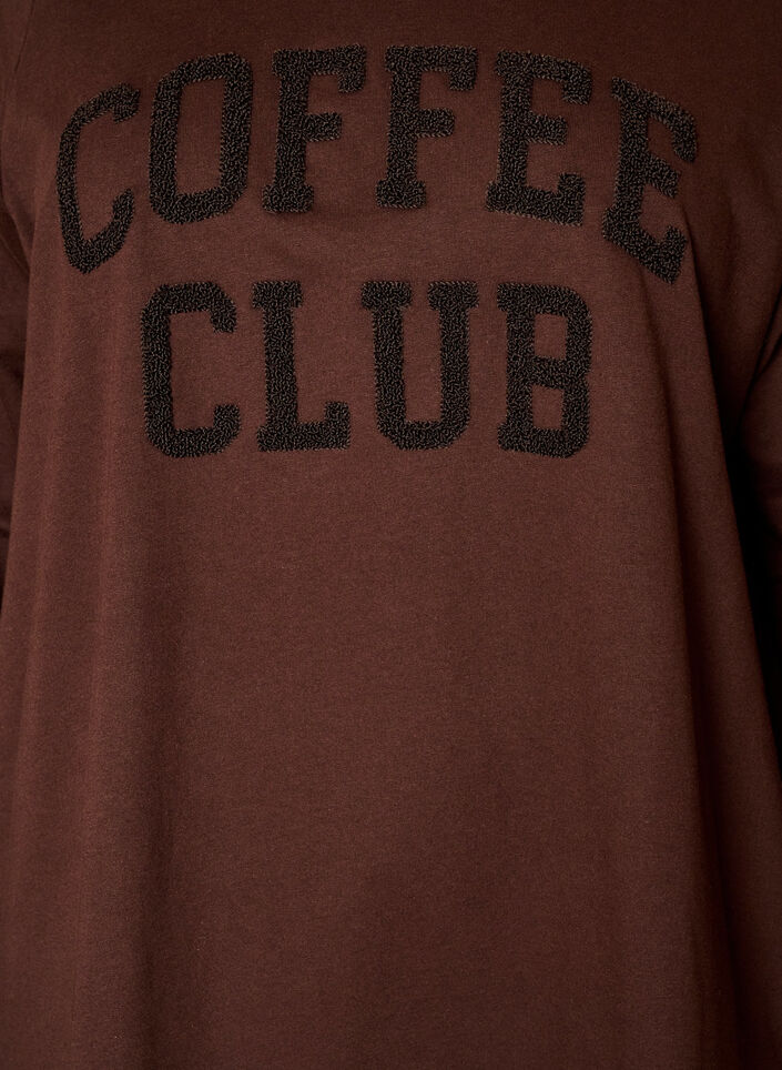 Hoodie med frott&eacute;-inspireret tekstmotiv, Brun, Packshot image number 2