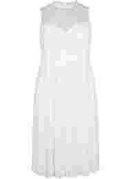 Ærmeløs brudekjole med blonder og plissé, Bright White
