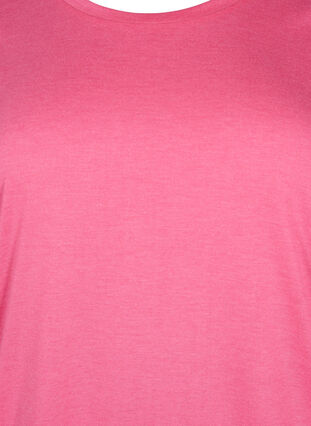 Ensfarvet bluse med 3/4 ærmer, Hot Pink Mel., Packshot image number 2
