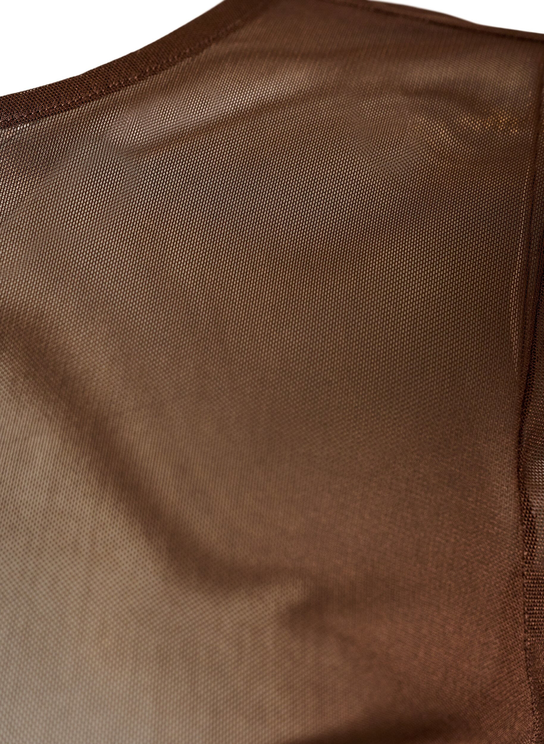 ZizziMeshbluse med korte &aelig;rmer og rund hals, Brun, Packshot image number 2