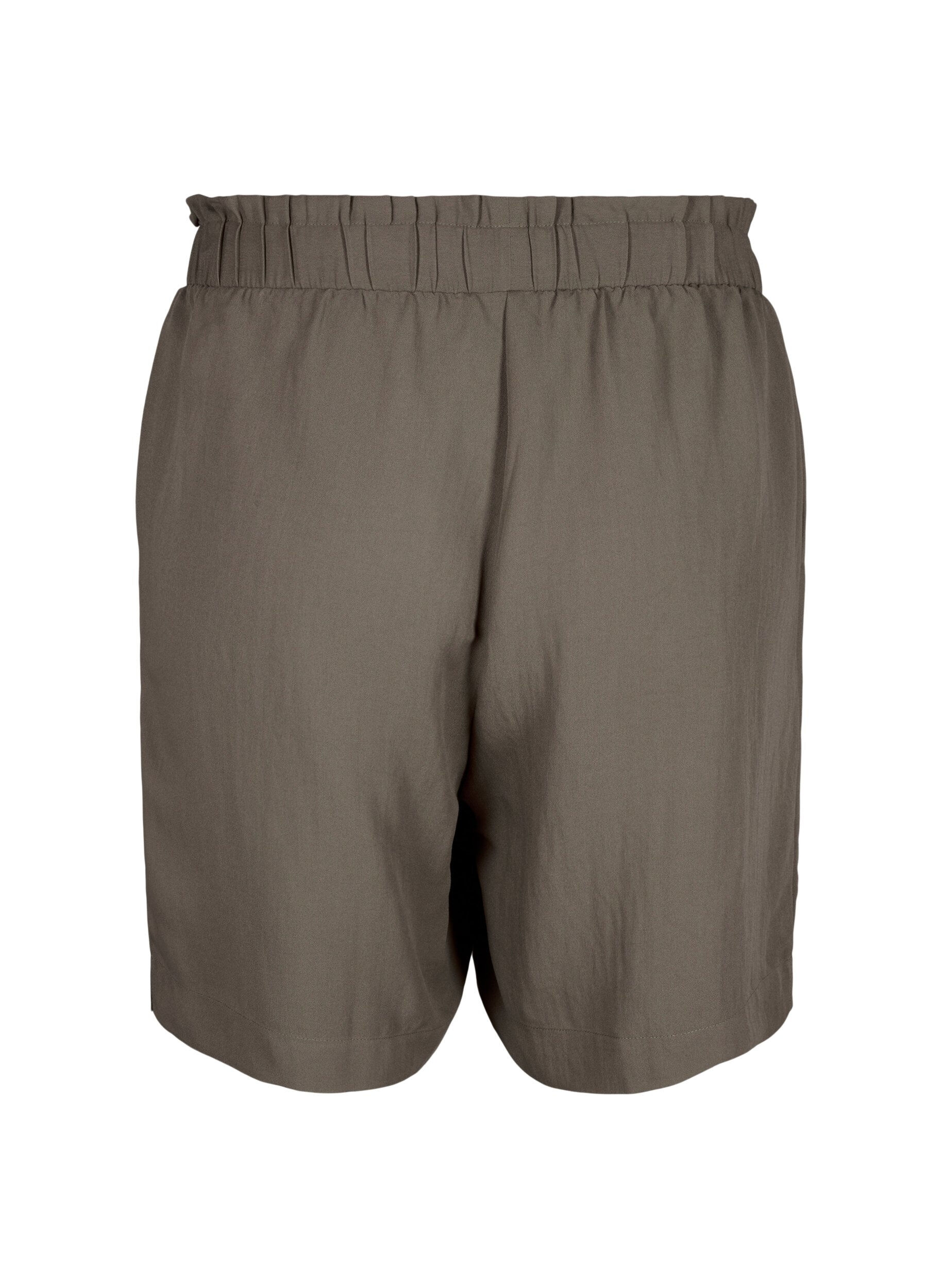 Zizzi L&oslash;se shorts i viskose, Chocolate Chip, Packshot image number 1