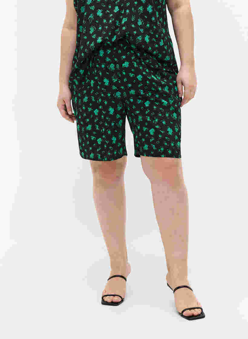 Printede shorts med lommer, Green Flower AOP, Model image number 2