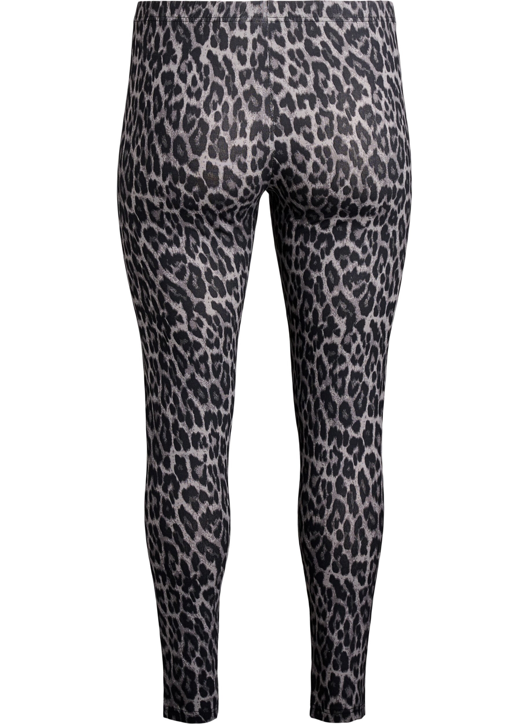 Zizzi Viskose leggings med leo print, Gr&aring;, Packshot image number 1