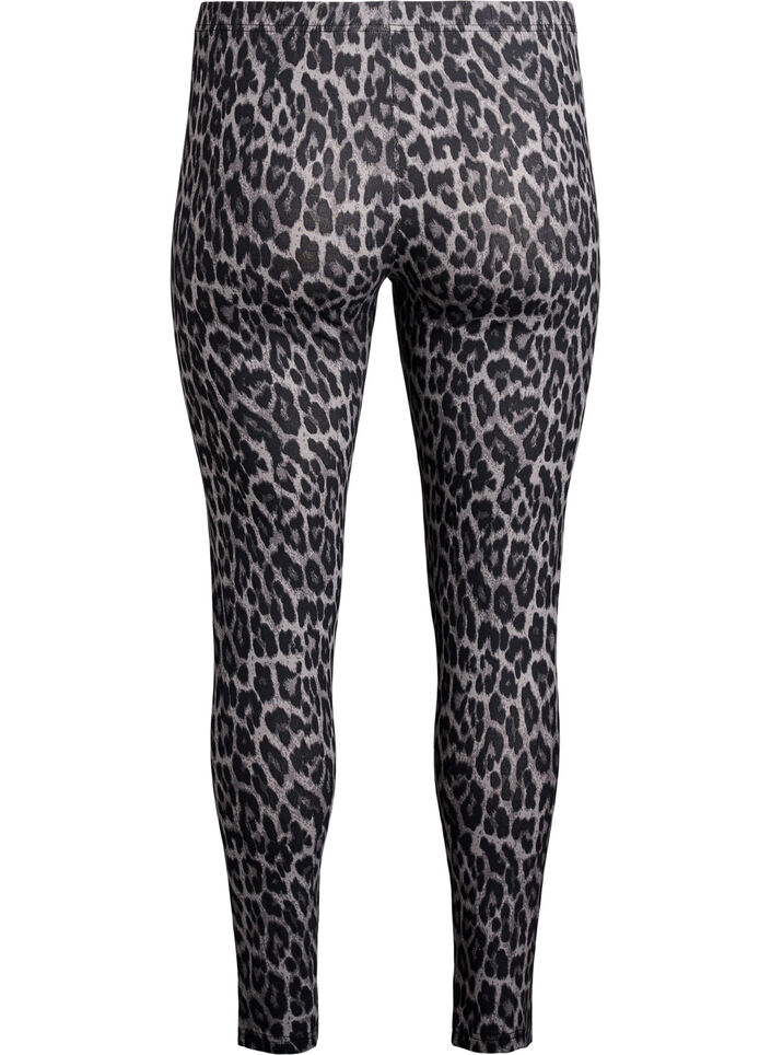 Viskose leggings med leo print, Grå, Packshot image number 1
