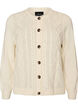Cardigan med kabelstrikket m&oslash;nster, Vanilla, Packshot image number 0