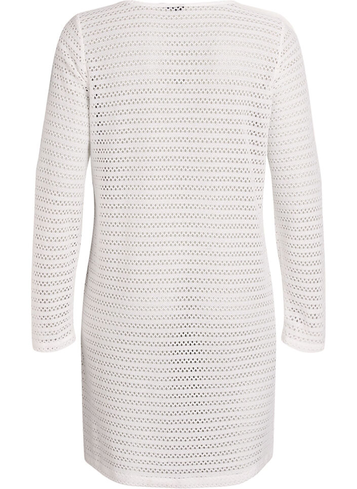 Strandkjole med hulm&oslash;nster og lange &aelig;rmer, Beige, Packshot image number 1