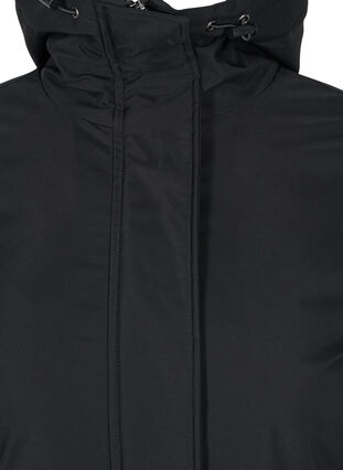 Vandtæt vinterjakke med hætte og lommer, Black, Packshot image number 2