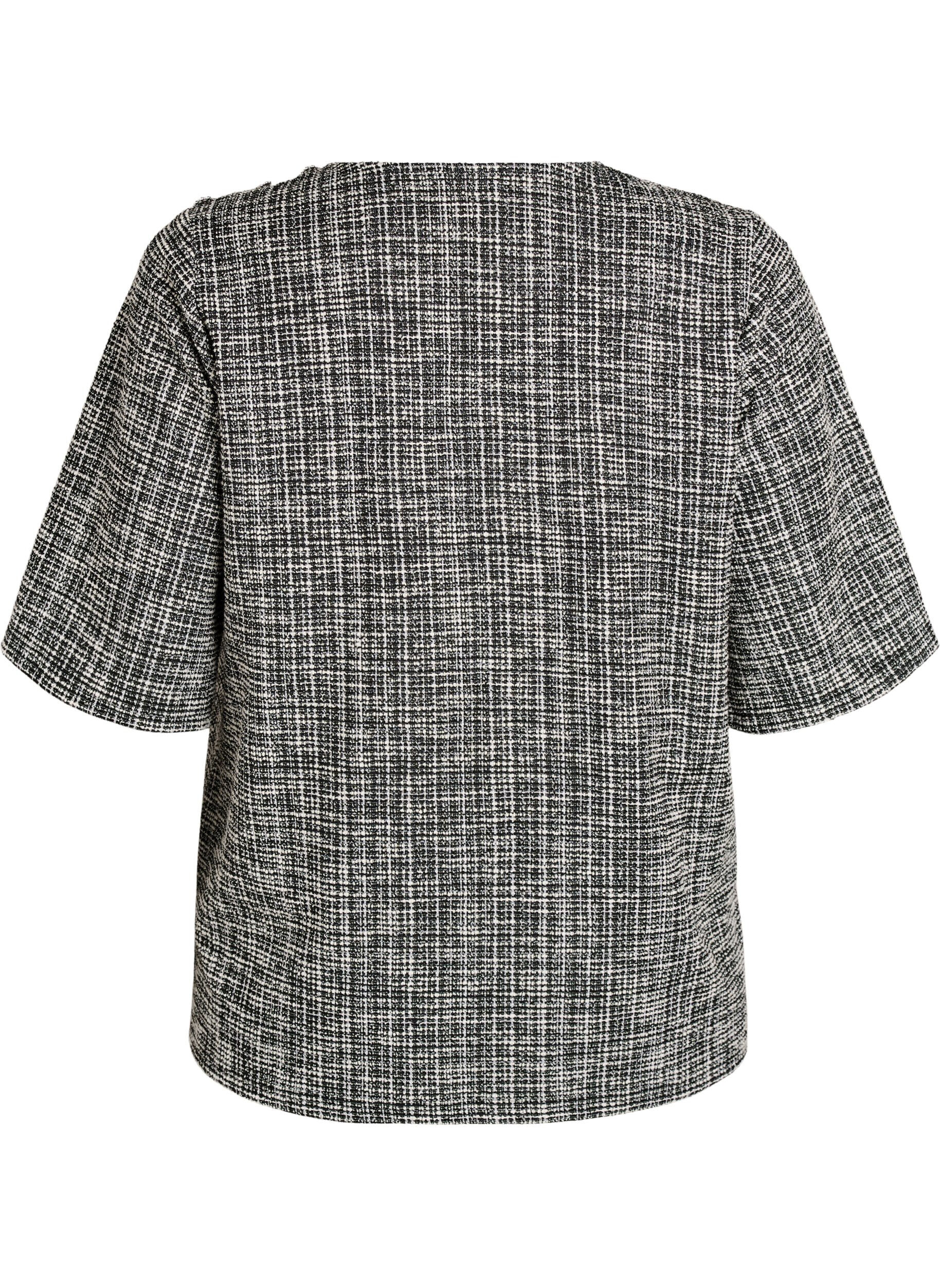 ZizziV&aelig;vet bluse med knapdetalje, Vanilla, Packshot image number 1