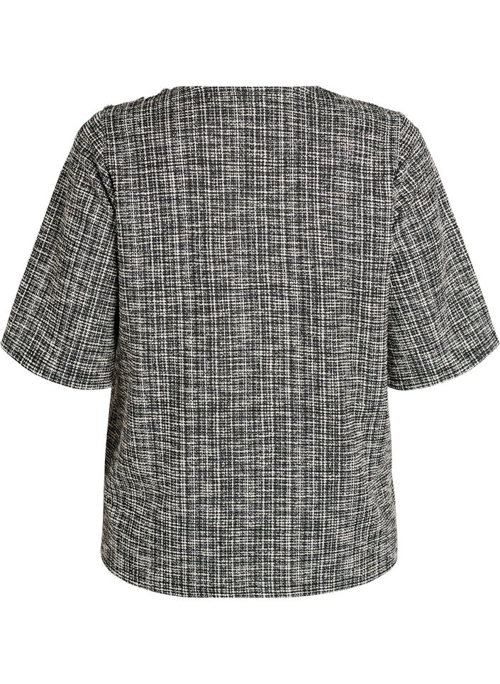 V&aelig;vet bluse med knapdetalje, Vanilla, Packshot image number 1