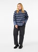 Stribet strikbluse med rullekrave, B.Sea w.BlackStripes, Model image number 2