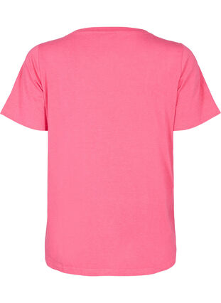 Bomulds t-shirt med tryk og korte ærmer, Hot Pink Create, Packshot image number 1
