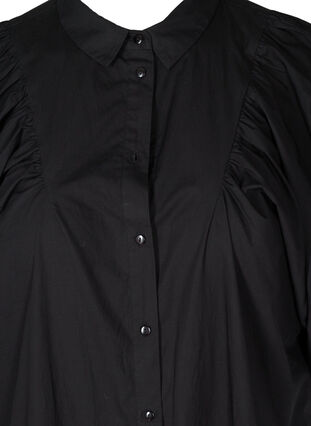 Bomulds tunika med 3/4 ballonærmer, Black, Packshot image number 2
