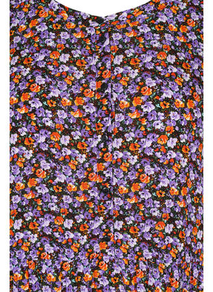 Kortærmet viskose kjole med a-form, Purple Ditsy Flower, Packshot image number 2