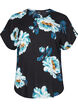 Kortærmet viskose bluse med blomsterprint, Black Big Flower, Packshot image number 0