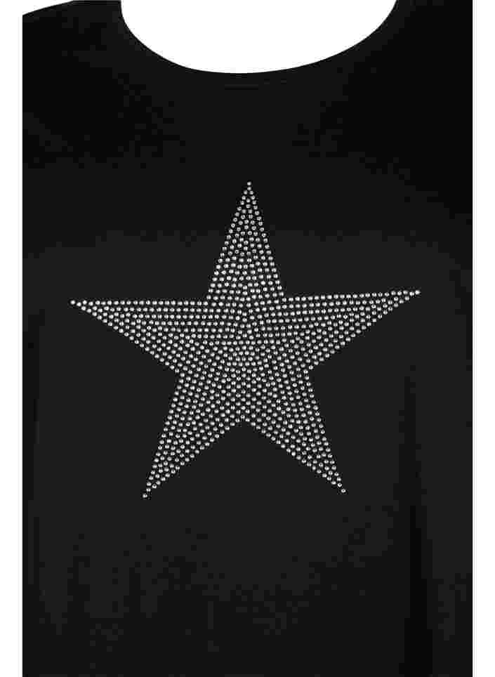T-shirt med nitter i økologisk bomuld, Black Star , Packshot image number 2