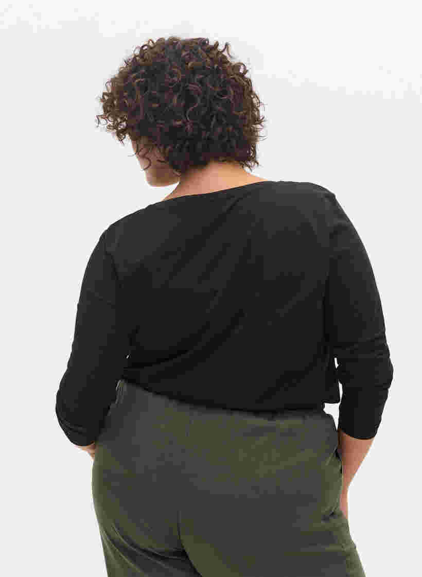2-pak basis bluse i bomuld, Black/Bright W, Model image number 1