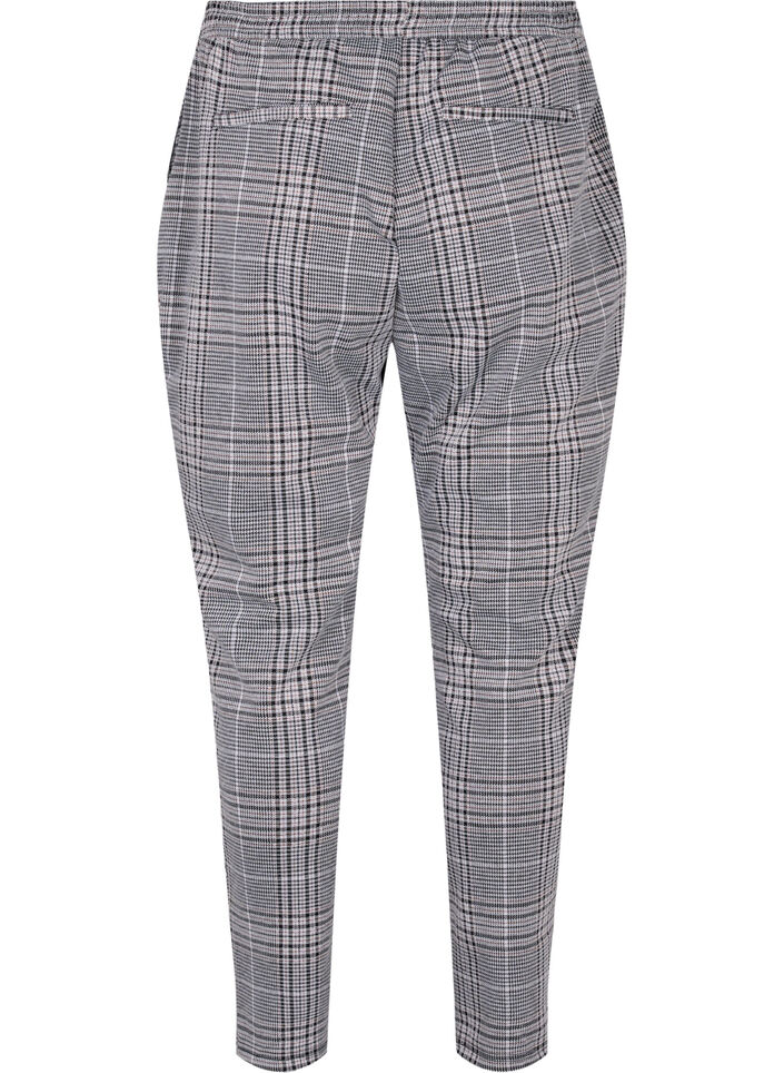 Cropped Maddison bukser med ternet mønster, Black Check, Packshot image number 1